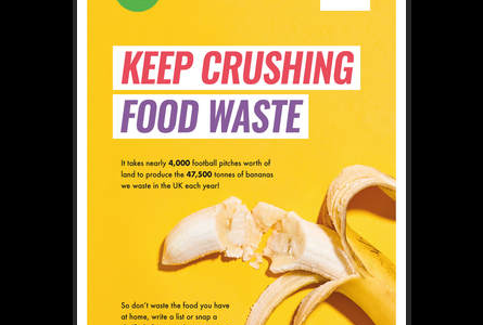 crushed banana with text Keep Crushing Food Waste